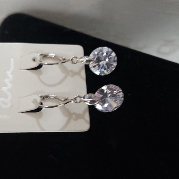 4 Carat CZ unset floating Gold Plated Earrings New - Picture 1 of 5